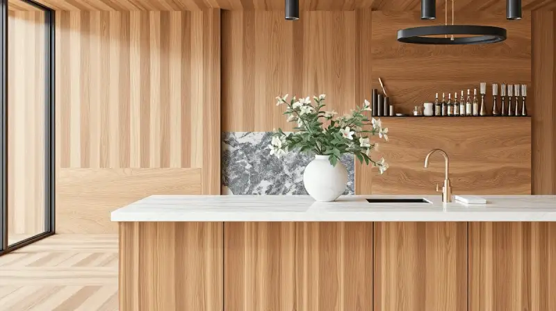 Holz und Marmor Kombinationen