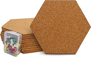 Raylu Paper® Sechseckiger Kork für die Wand, selbstklebend, 10 Naturkorkbretter mit 6 mm Dicke,…