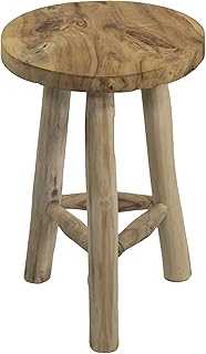 mgc24 Teakholz-Hocker – Stabiler 3-Bein Blumenständer aus Massivholz, handgefertigt aus Echtholz…