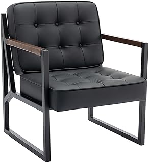 COLAMY Mid Century Modern ohrensessel, Bequeme Lounge Sessel, Brauner Leder Accent Chair, Kunstle…