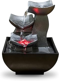Zen’Light – Zimmerbrunnen Boro Wasserfall Zen relaxend mit farbigem LED-Licht- Dekoration Wohnzim…