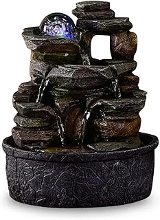 Zimmerbrunnen Wasserfall Natur Stein Rock Light Effekt Buntes Licht, Geschenkidee, Bewegte Innend…