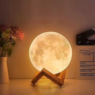 CPROSP Mond Lampe 15cm 3d Druck mit EU Stecker, Mondlampe Kugel, Lunalamp mit Fernbedienung, Moon…