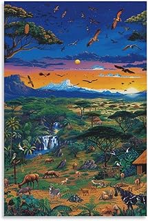 VIAGECSKE Afrikanische Tiere Wandbild Leinwand Gemälde Wand-Dekorationen Wandposter Leinwanddruc…