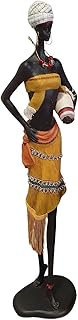 Afrikanische Dekofigur Frau mit Krug im Arm und Paillettenschmuck 61 cm, Afrika Deko, Afrika Frau…