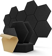 Hexagon Akustikplatten Selbstklebend, 12 Stück Schallabsorber für Tonstudio, Wohnzimmer, Gaming…