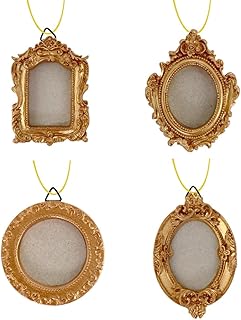 DONGKER Vintage Bilderrahmen, 4 Stück Kleine Goldener Harz Rahmen zum Aufhängen an der Wand, An…