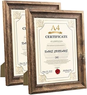 PETAFLOP Rustikaler Bilderrahmen A4 (21 x 29,7 CM) 2er Set, Wand- und Tischbilderrahmen, Braun