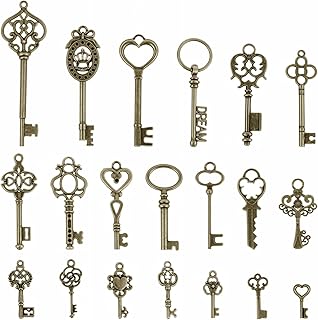 Molain 20 Stück Vintage Schlüssel, mini Schlüssel Deko Vintage Mixed Alte Antike Deko Halskett…