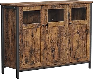 VASAGLE Sideboard, Küchenschrank, Aufbewahrungsschrank, mit Glastüren, für Wohnzimmer, Küche,…
