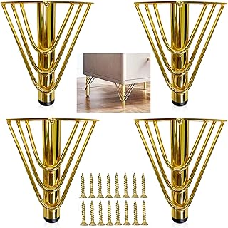 4pcs Möbelfüße Metall Gold 15cm, Schrankfüsse, Kommodenfüße, Sofa füße, Füße für möbe…