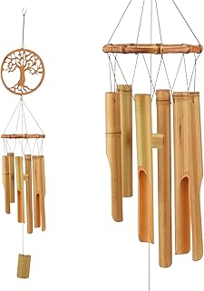 JOELELI Windspiel Holz, Windspiele für Draußen Hängend Wind Glocke Gross Hölzerne Musik häng…