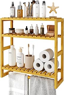 Bamworld Badezimmer Regal Badmöbel Bambus 3 Etagen Organizer Badezimmermöbel Für die Wand Plat…
