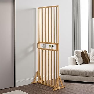 [en.casa] Raumtrenner Fron Stellwand Raumteiler 197 x 75,5 x 40 cm Trennwand Raumabtrennung Bambu…