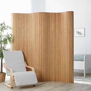 Homestyle4u Raumteiler Bambus Braun Paravent Innen Wellenform Trennwand 2m hoch Sichtschutz Raumt…