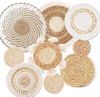 9 Stück Boho-Wandkorb-Set, gewebte Wandkorbdekoration, Seegras, Rattan, Boho-Wanddekoration, umw…