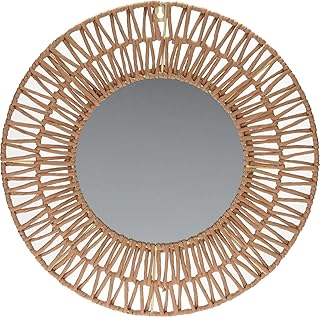 Spetebo Wandspiegel mit Rahmen aus Papier Bast – 45 cm – Wandspiegel mit Dekor rund – Spiegel Wan…
