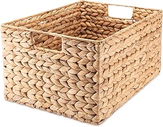 Decorasian Korb Aufbewahrung geflochten aus Wasserhyazinthe – Seegras rechteckig – 37cm