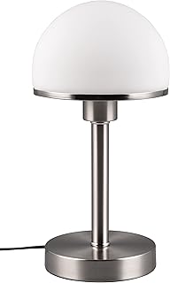 Trio Leuchten Tischleuchte Joost II 592300107, Metall Nickel matt, Glas opal weiß, exkl. 1x E27,…