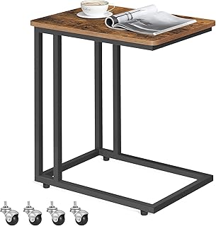 VASAGLE Beistelltisch, Sofatisch mit Rollen, C-Form, mobiler Kaffeetisch, 35 x 50 x 60 cm, Wohnzi…