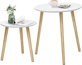 SONGMICS Beistelltisch-Set rund, 2 Moderne Sofatische, minimalistisch, skandinavischer Stil, Couc…