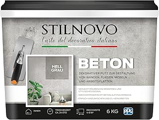STILNOVO Beton, hochwertiger Echtbeton zur dekorativen Gestaltung von Wänden, Fliesen, Arbeitspl…