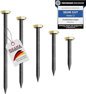 RIKAMA® – 50 Bildernägel im Mix aus je 10 x 20mm, 25mm, 30mm, 40mm, 50mm – Stahlnägel für…