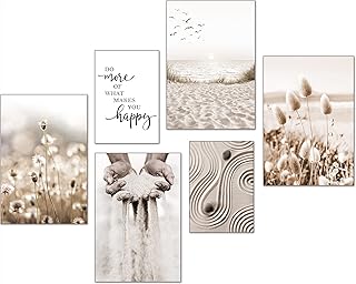 artpin® Moderne Poster Set – Bilder Wohnzimmer Deko Schlafzimmer – Pampas Gras Strand Bilderwand…