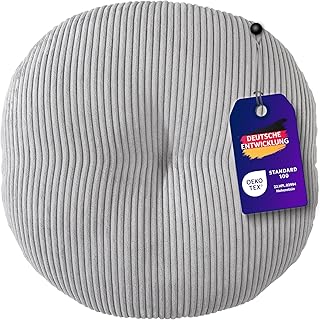 Traumnacht Cozy Bodenkissen aus gemütlichem Cord-Bezug, steingrau, rund mit 60cm Durchmesser und…