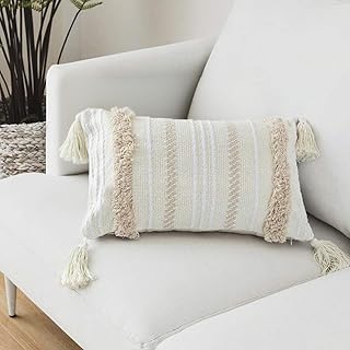 LOMOHOO Boho Throw Kissenbezug Kissen Tufted Tassel Woven Decorative Kissenbezug für Couch Sofa …