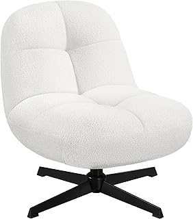 Yaheetech Sessel aus Boucle-Gewebe Polstersessel ohne Armlehne 360° Drehbarer Sitz Sessel für W…