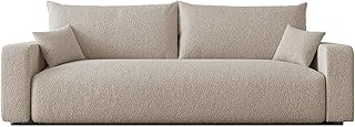 Schlafsofa mit Bettkasten 246×93 – Sofa Boucle – 3 Sitzer Sofa mit schlaffunktion – Couch mit Sch…