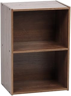 Iris Ohyama Modernes Bücherregal, 2 Etagen, Braun,Nachttisch, 40cm breit, Vielseitig, Modular, O…