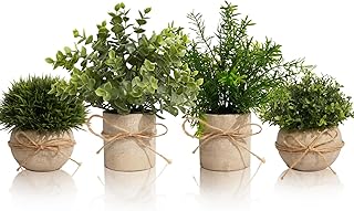 4 Stück Kunstpflanze für Deko Wohnzimmer, Künstliche Pflanzen wie echt Eukalyptus, Fake Plant …