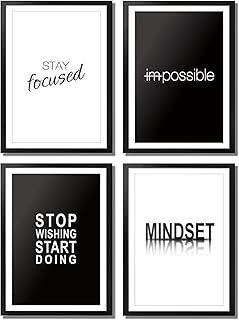 VON STEINEICH® Motivation Bilder Set [Schwarz Weiß] Moderne Wandbilder DIN A4 – Motivationsbild…