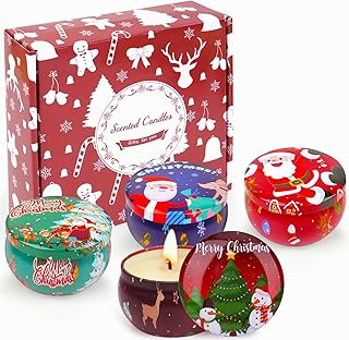 Weihnachten Duftkerze Geschenk 4 Stück, Geschenk für Frauen, Natürliches Sojawachs zum Stressa…