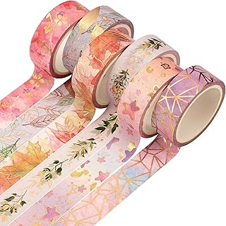 6 Rollen Washi Tape, Masking Tape Dekoratives Klebeband Goldene Foliendruck DIY Papier Tape für …