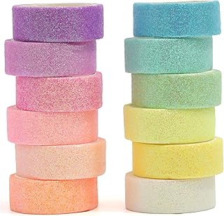 YUBX 12 Rollen Glitzer Washi Tape Set Glitzernde Folie Masking Tape Streuen Sie farbig Dekorative…