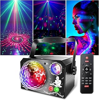 4 in 1 Discokugel, Fwiull DJ Discolicht Partylicht 65 Muster, Musikgesteuert Disco Party Licht, R…