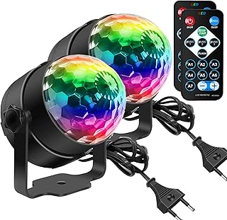 Discokugel, SEBRUANC Disco Lights LED Party Lichter Musikgesteuert Disco DJ Party licht 360° Rot…