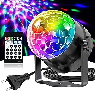 Discokugel, 360° Rotierende Musikgesteuert Discolicht Partylicht Mit Fernbedienung und 2M Stecke…