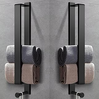 LIVEHITOP 2PCS Handtuchhalter Ohne Bohren, Selbstklebend Handtuchstange Schwarz Edelstahl 43.5CM …