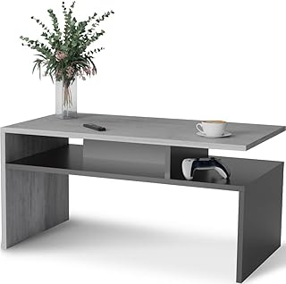 Meble Pitus Couchtisch mit stauraum ST-4 (Trebia) Beton – Schwarz – Moderner Wohnzimmertisch 90…