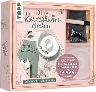 Kreativ-Set – Kerzenhalter gießen: Buch (48 S., DIN A5, Hardcover), Gießform, Kreativ-Beton in …