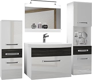 Belini Badezimmer Badmöbel Set Vollausstattung mit Waschbecken Unterschrank Waschtisch Spiegel L…
