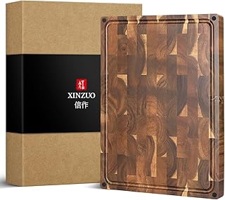 XINZUO Großes dickes Hirnholz-Schneidebrett Akazienholz(48.5×35.6×3.8cm),Beide Seiten verfügbar…
