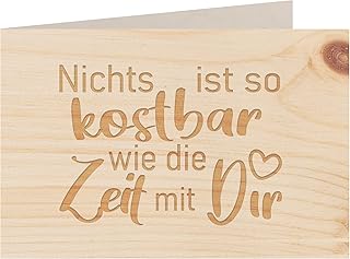 Holzkarte – KOSTBARE ZEIT MIT DIR – Besondere Grußkarte, Liebeskarte, Jahrestags Karte, Freundsc…