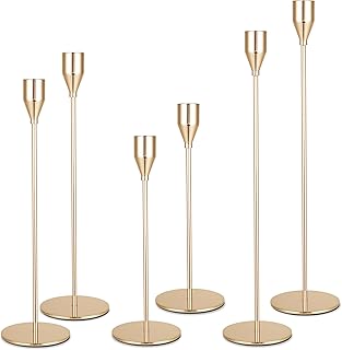 6 Teiliger Kerzenständer Metall, DREI Arten von stabkerzenhalter mit Höhen von 33/28/23 cm. Dek…