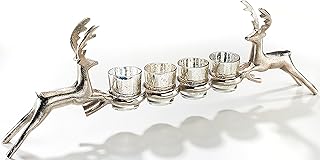 Kobolo Edler Kerzenhalter verziert mit Zwei Rentieren Silber