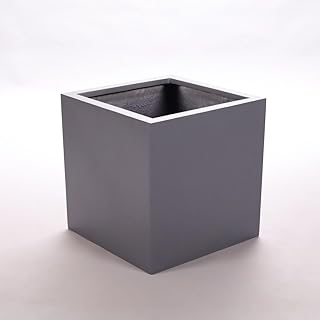 Elegant Einrichten Blumenkübel Fiberglas anthrazit metallic quadratisch 40x40x40cm